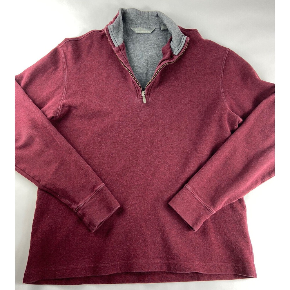 daniel cremieux 1/4 zip Heather burgundy Merlot pullover long sleeve mens sz med